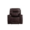 Triple-Power Recliner - Power Headrest, Power Footrest, Power Lumbar - Lighted Cupholders - Transitional Design, Canyon Walnut Leatherette - as Pic