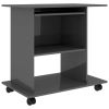 Computer Desk High Gloss Gray 31.5"x19.7"x29.5" Engineered Wood - Grey