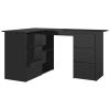 Corner Desk High Gloss Black 57.1"x39.4"x29.9" Engineered Wood - Black