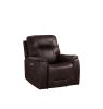 Triple-Power Recliner - Power Headrest, Power Footrest, Power Lumbar - Lighted Cupholders - Transitional Design, Canyon Walnut Leatherette - as Pic