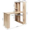 2 in 1 computer desk/ L-shape Desktop with shelves - OAK - MDF