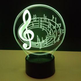 3d Stereo Lamp Creative Table Lamp Musical Note (Option: Black seat touchremote contro)