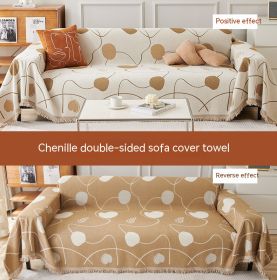 Chenille Sofa Cover Dual-purpose Dustproof Straight Row (Option: MY2 Xinyi Brown-180x150cm)