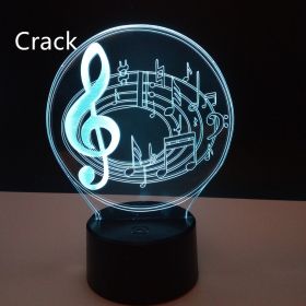 3d Stereo Lamp Creative Table Lamp Musical Note 3D Night (Option: USB-Crack Touch Switch)