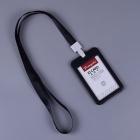 Work Permit Card Cover With Lanyard (Option: Vertical Type Black)