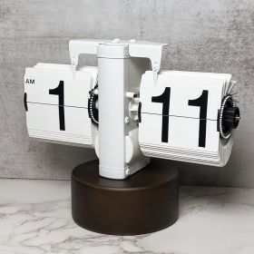 Retro Mechanical Solid Wood Automatic Flip Clock (Option: Walnut All White Battery)