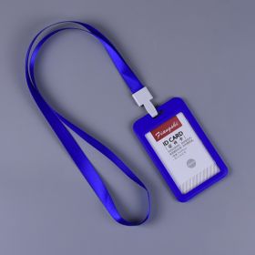 Work Permit Card Cover With Lanyard (Option: Vertical Sapphire Blue)