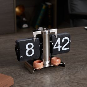 Retro Mechanical Solid Wood Automatic Flip Clock (Option: Sandalwood Stainless Steel)