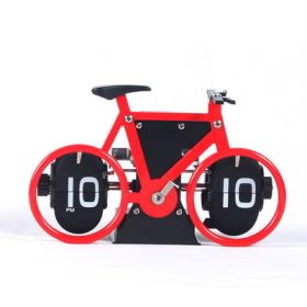 Retro Mechanical Solid Wood Automatic Flip Clock (Option: Bicycle Red)