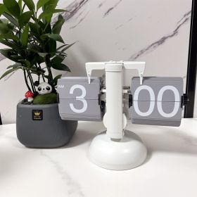 Retro Mechanical Solid Wood Automatic Flip Clock (Option: Light Luxury Gray White)