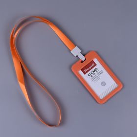 Work Permit Card Cover With Lanyard (Option: Vertical Orange)