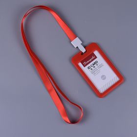 Work Permit Card Cover With Lanyard (Option: Vertical Red)