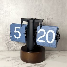 Retro Mechanical Solid Wood Automatic Flip Clock (Option: Walnut Base Blue Blade Battery)