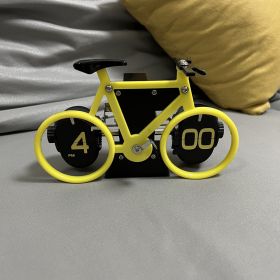 Retro Mechanical Solid Wood Automatic Flip Clock (Option: Bicycle Yellow Battery)