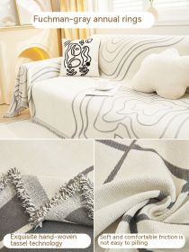 Sofa Slipcover All-inclusive Chenille Anti-scratching Anti-Gray (Option: YB Fu Coman Gray Annual Ring-180x420cm)